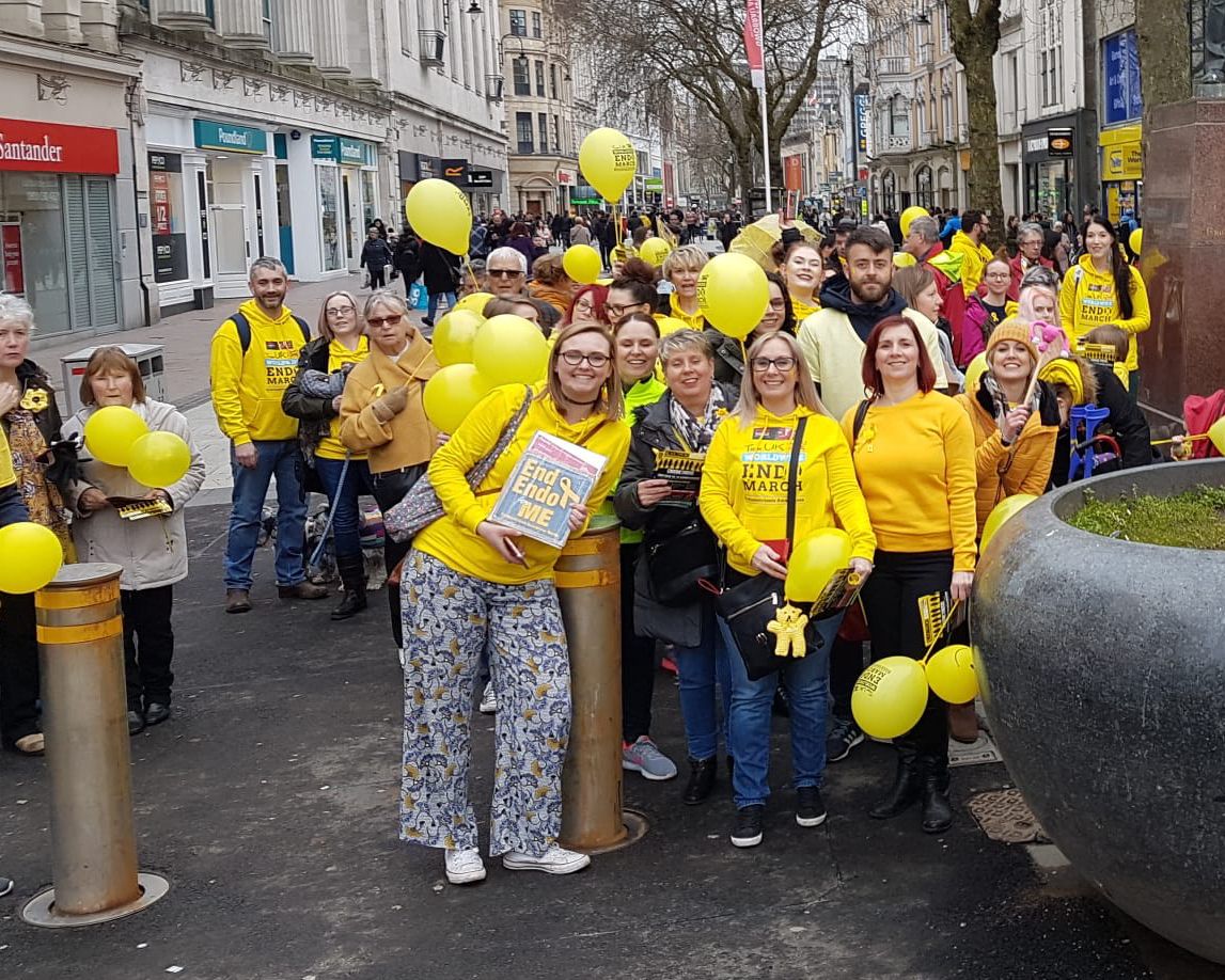 Women marching in Cardiff to raise awareness of endometriosis