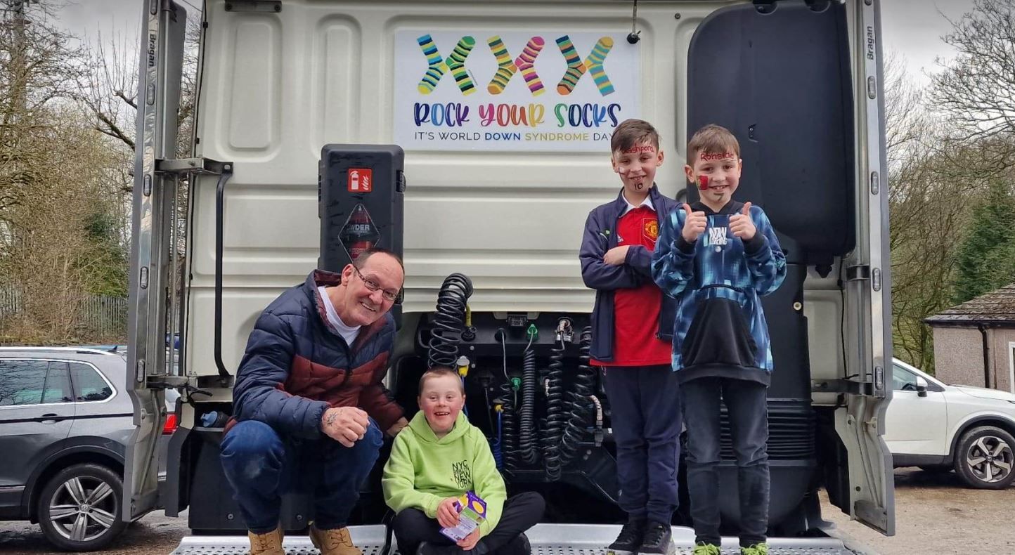 Rochdale lorry driver decorates cab to support grandson who has Down’s syndrome
