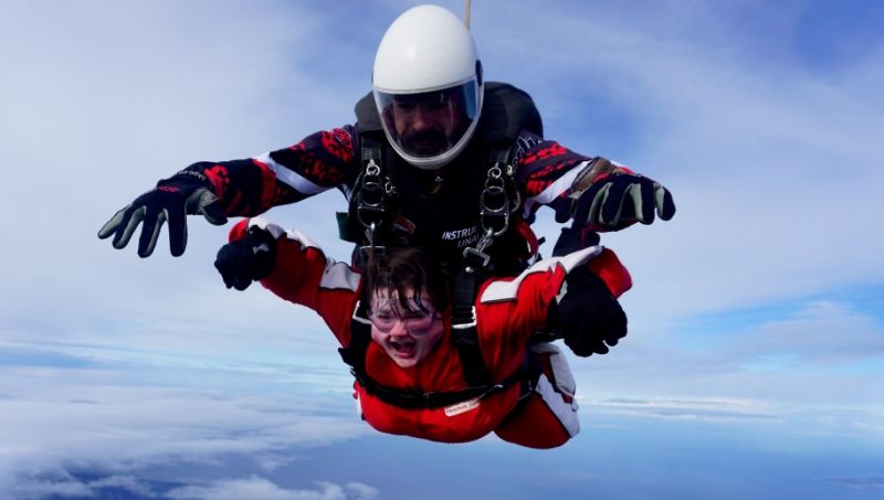 Stockport NHS staff take white knuckle skydive in aid of disabled children