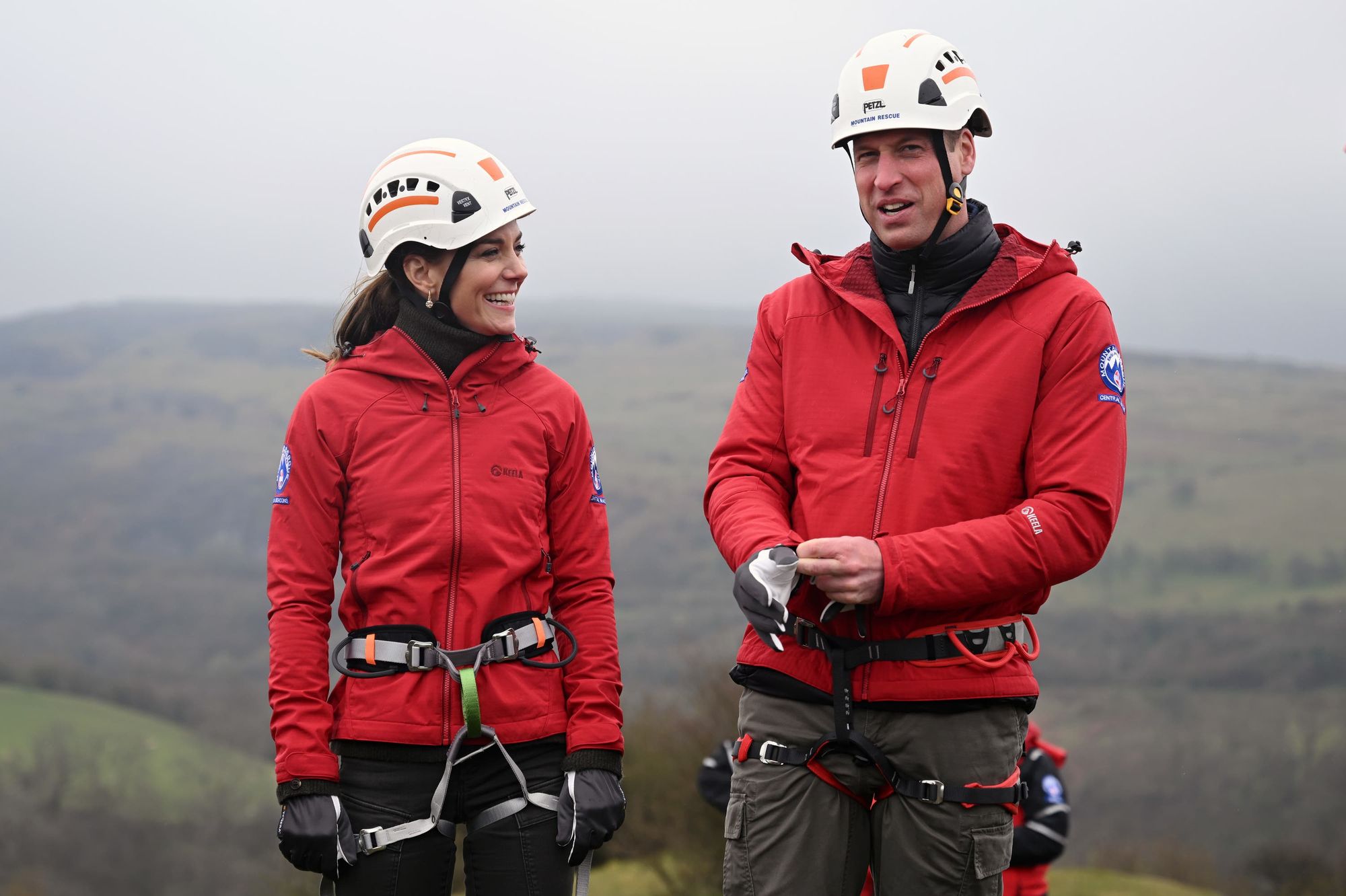‘We’ve picked the best weather’, joked William and Kate as they abseiled off cliff in Brecon Beacons