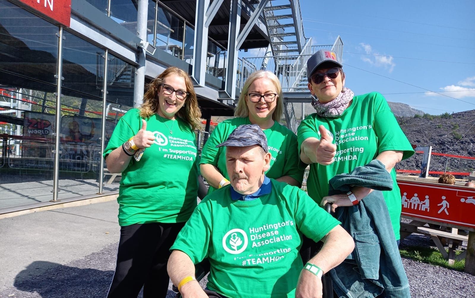 Birmingham carers and a resident zip wire for Huntington's Disease Awareness Month