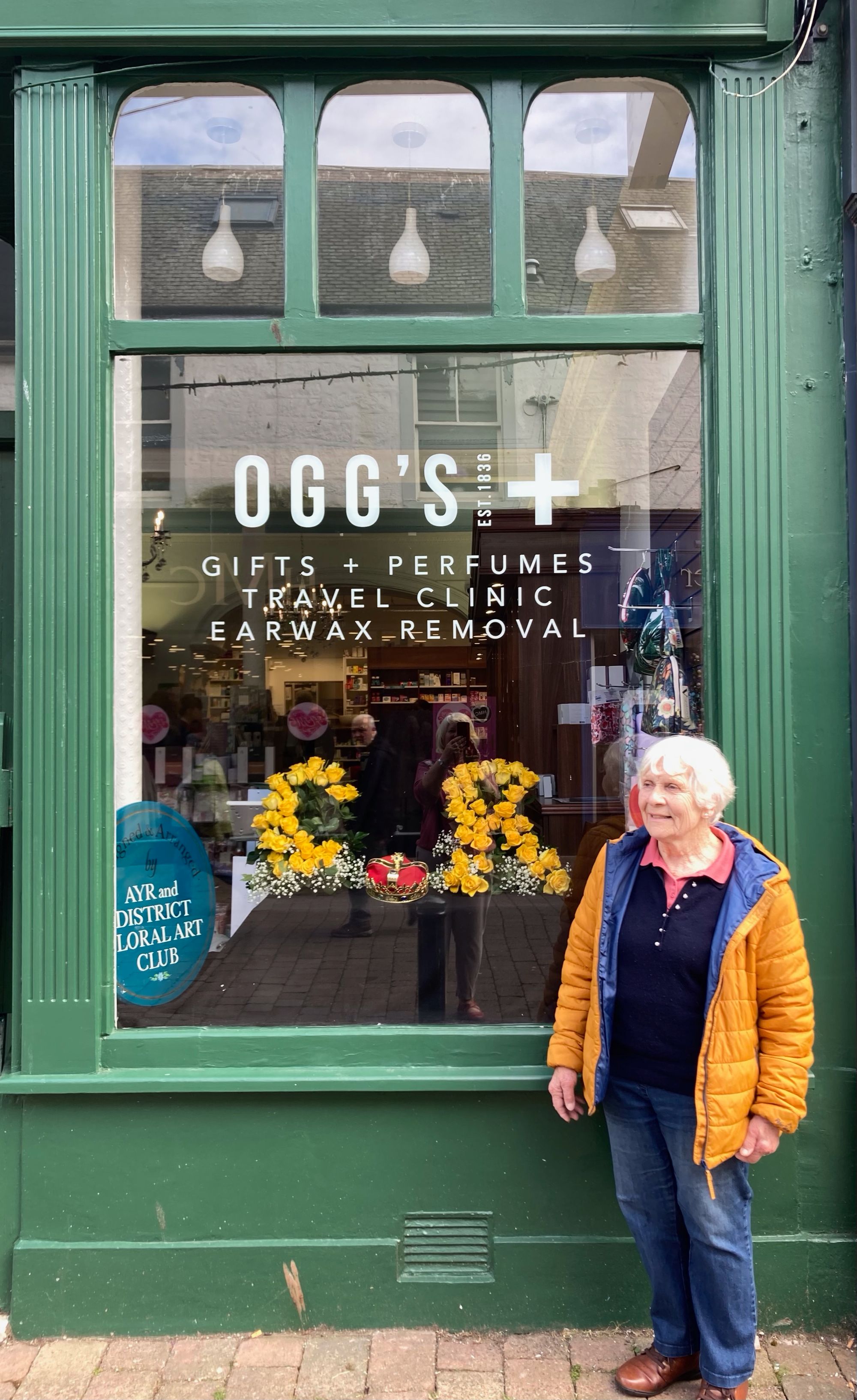 Floral window display for King Charles III Coronation