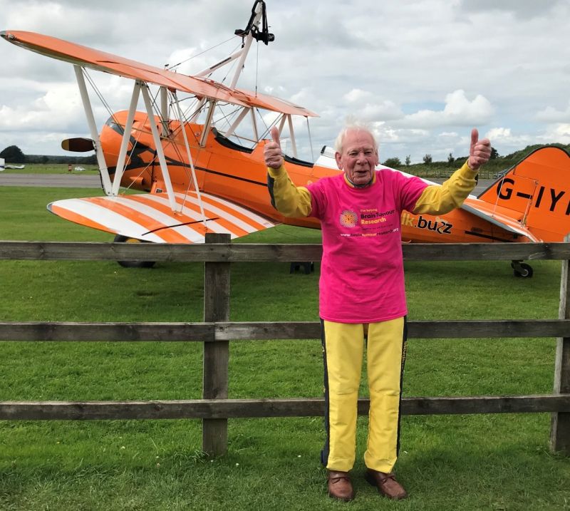 'I'm 92 yet took to the skies on a thrilling wing walk - to fund research into disease which killed my son'