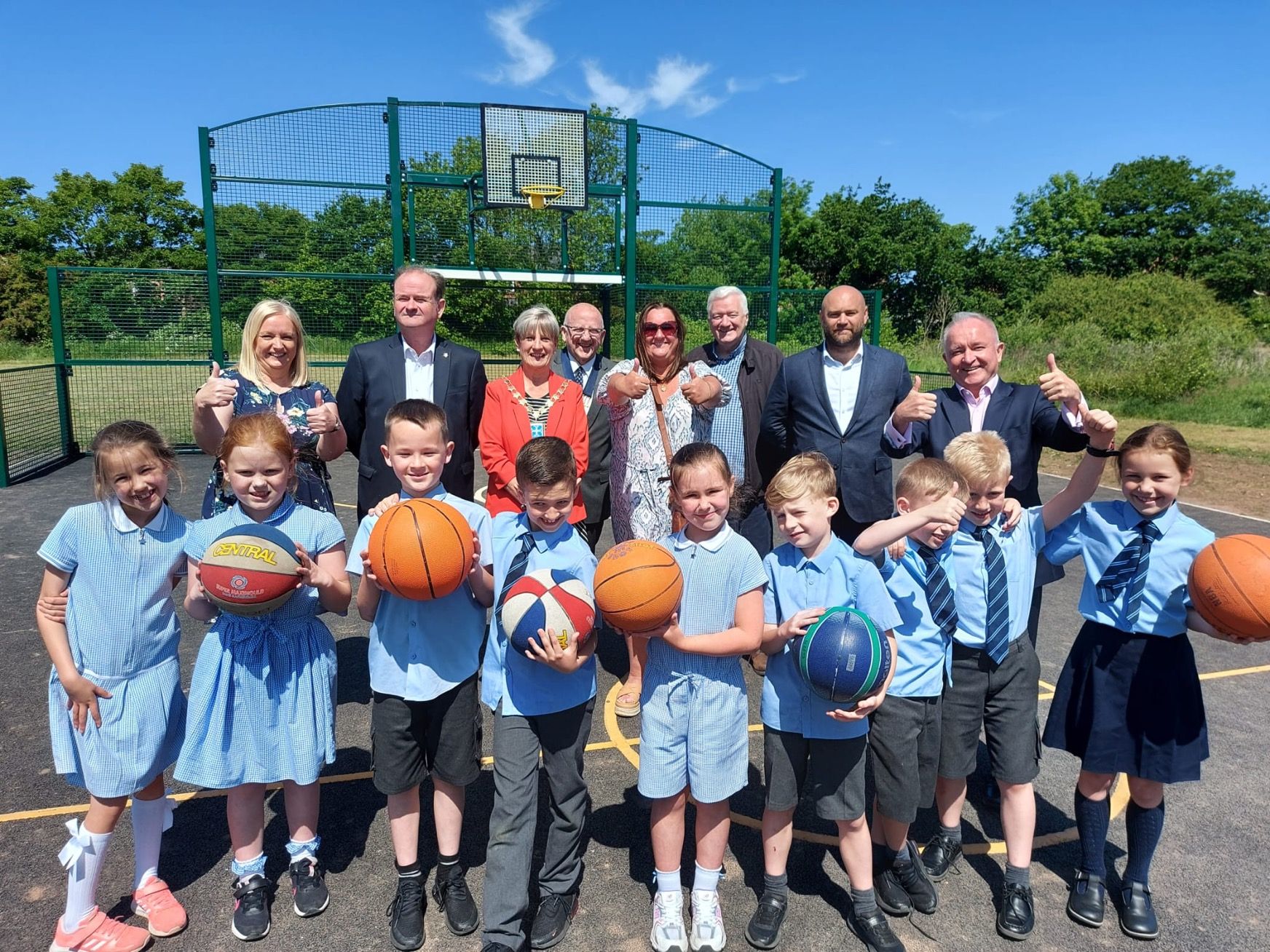 Melling Primary School pupils help open new multi-use games facility in Rainbow Park