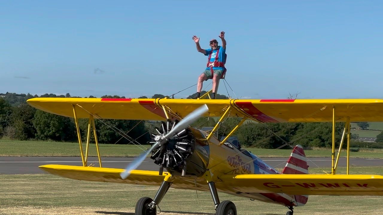 Fearless Vicar celebrates 80th birthday with a wing walk for Mercy Ships