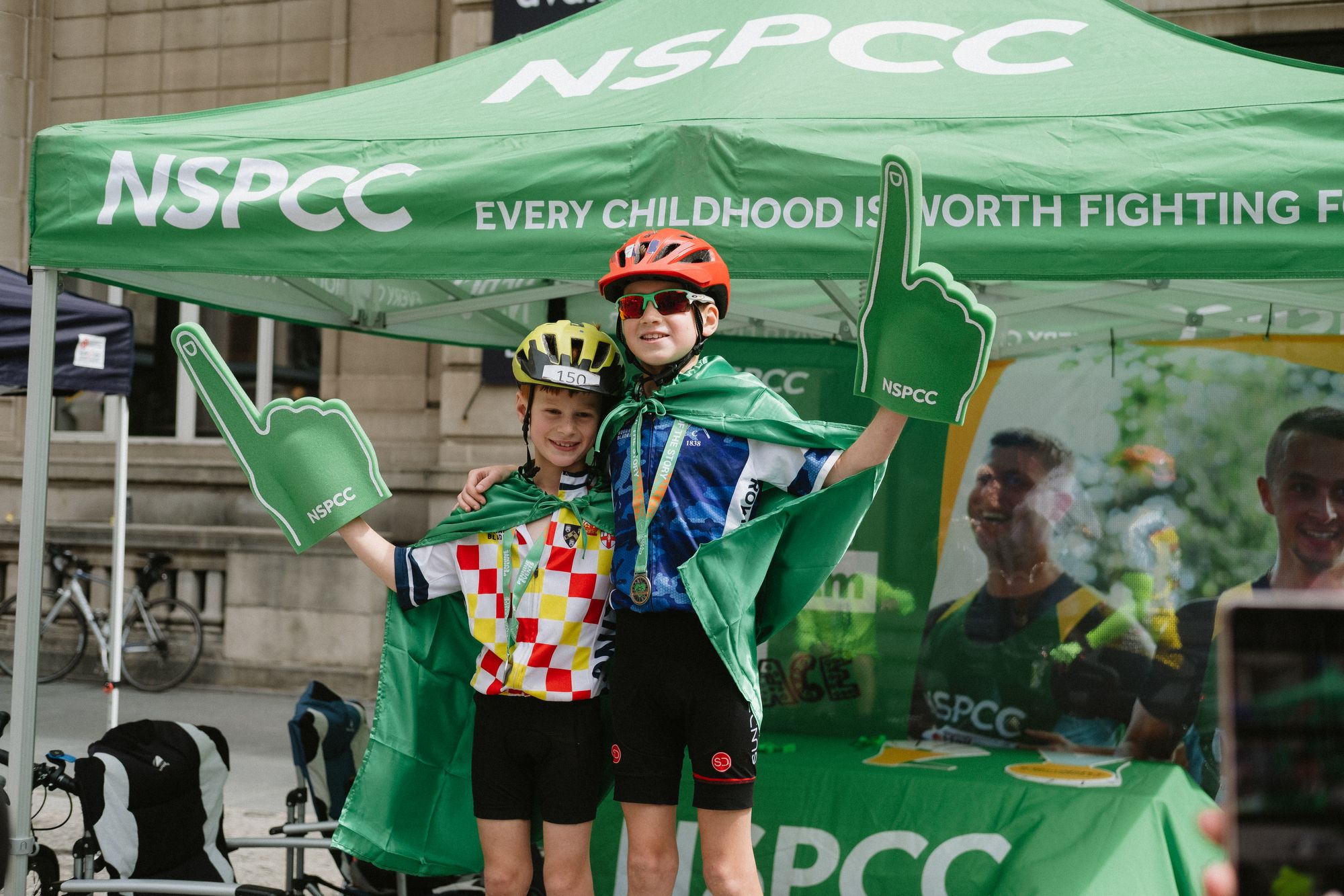 Superhero brothers cycle 50 miles for NSPCC in Liverpool-Chester-Liverpool Bike Ride