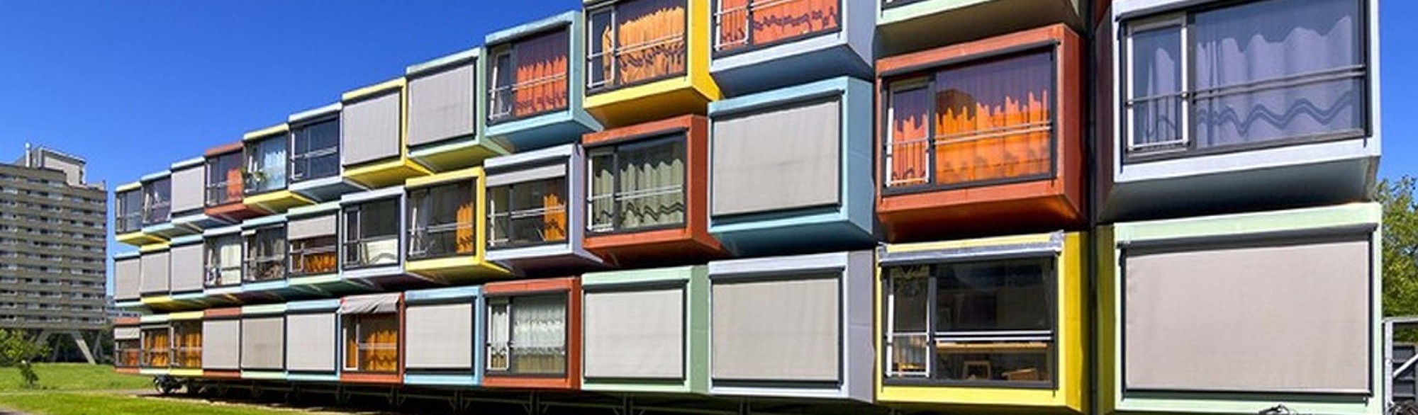 Spacebox-Studios-in-Apledoorn-Netherlands Colourful-Spacebox-Storage-Containers-Student-Accommodation