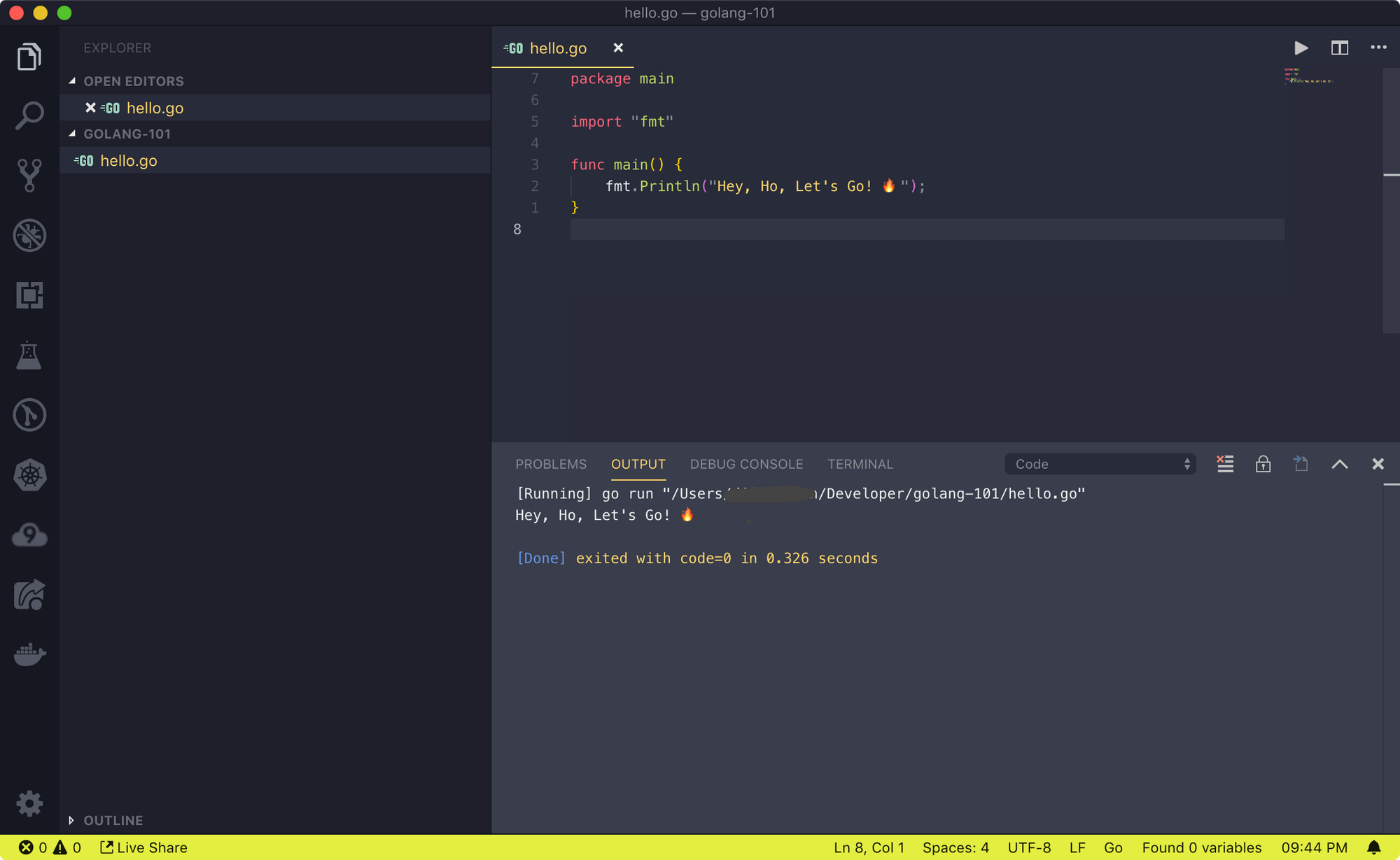 VScode Running Go