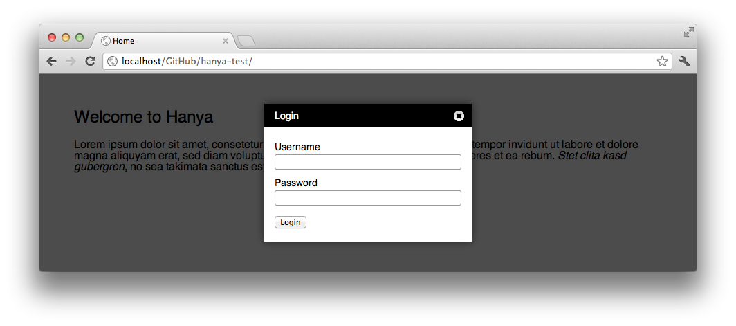 Hanya login Form