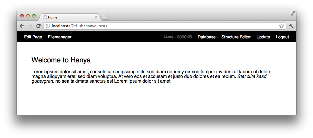 Sample page with hanya toolbar