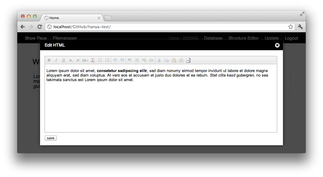 HTML definition form