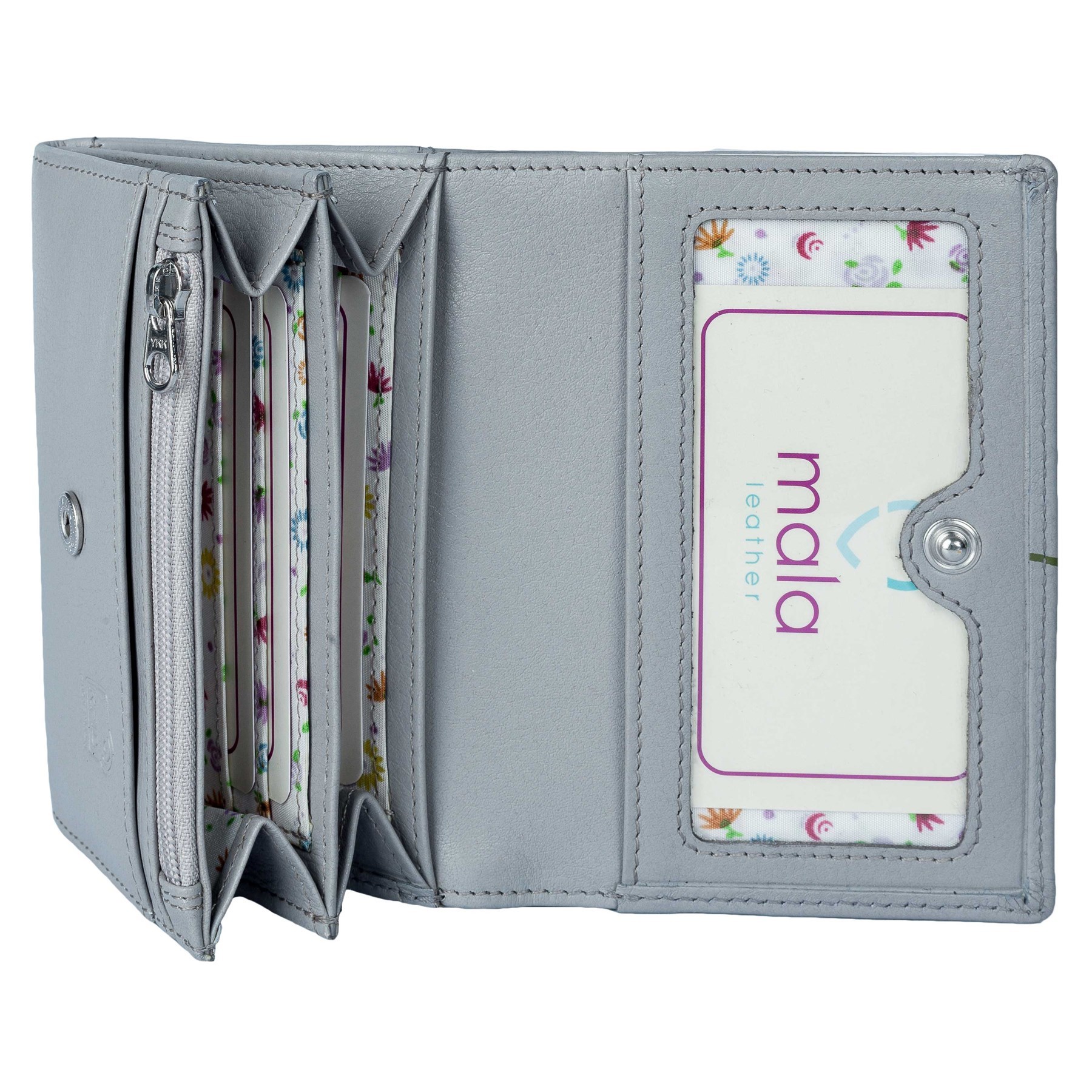 Mala Leather Bella Highland Cow Compact Purse Grey (349033 GREY)