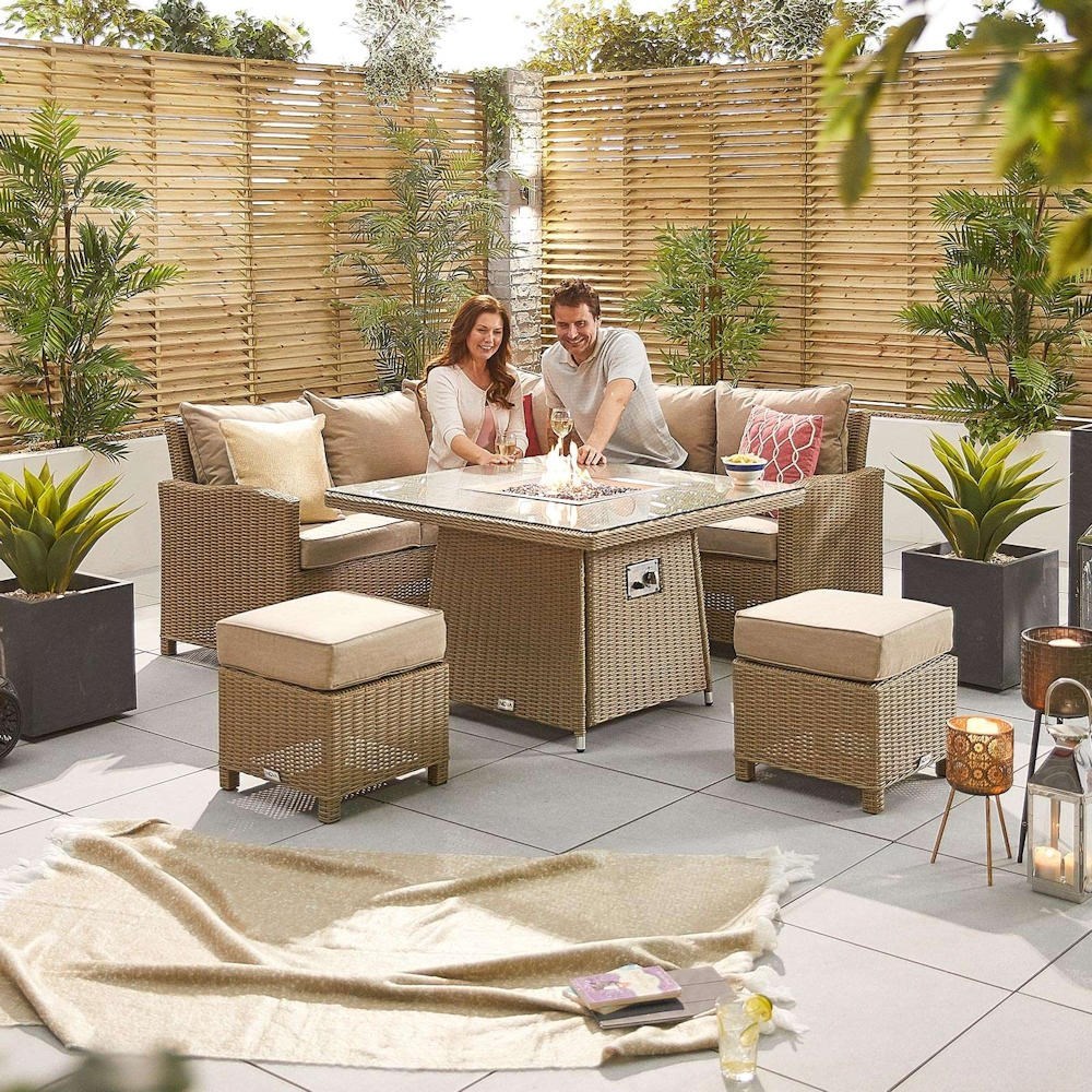 Nova Heritage Ciara Compact Corner Dining Set & Fire Pit Table Willow