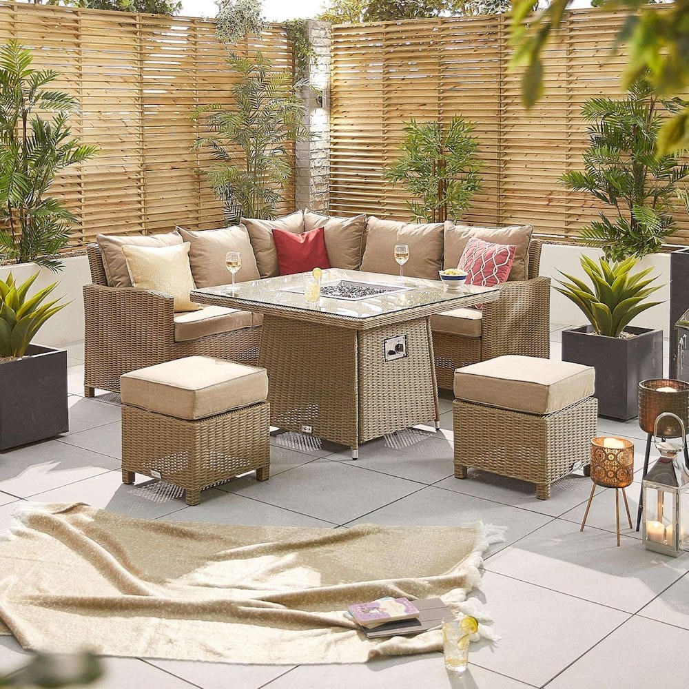 Nova Heritage Ciara Compact Corner Dining Set & Fire Pit Table Willow