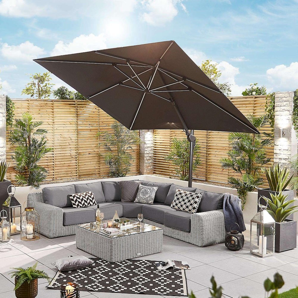 Nova Galaxy LED Cantilever Parasol 3m Square Grey