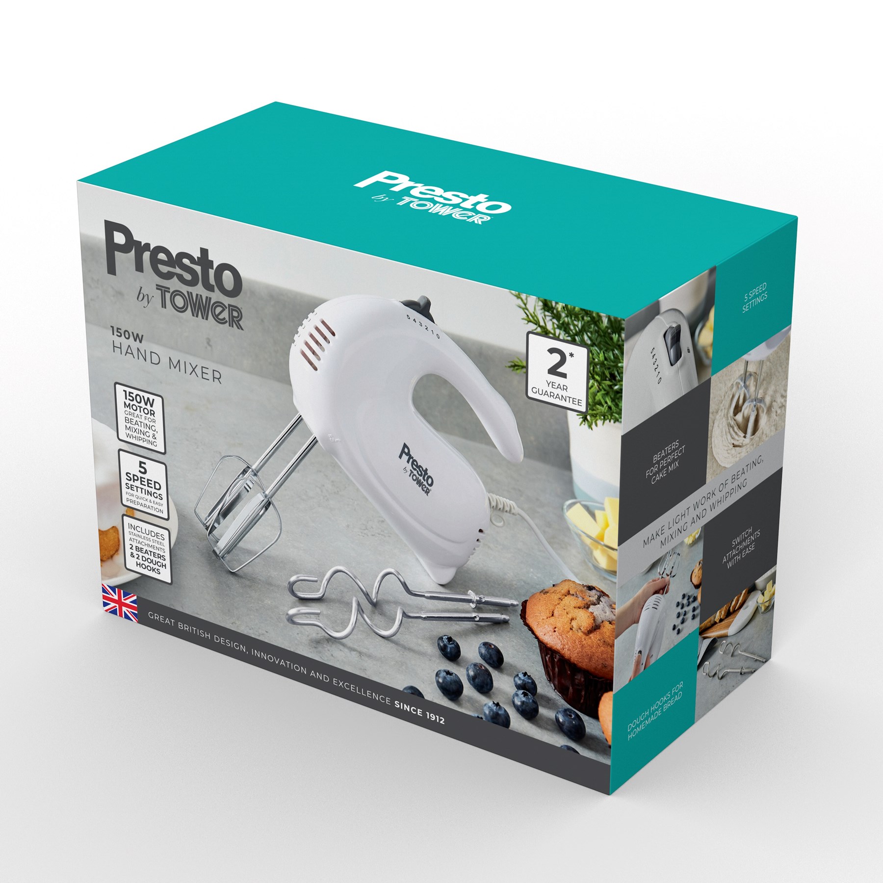 Tower Presto 150w Hand Mixer White (PT12045WHT)