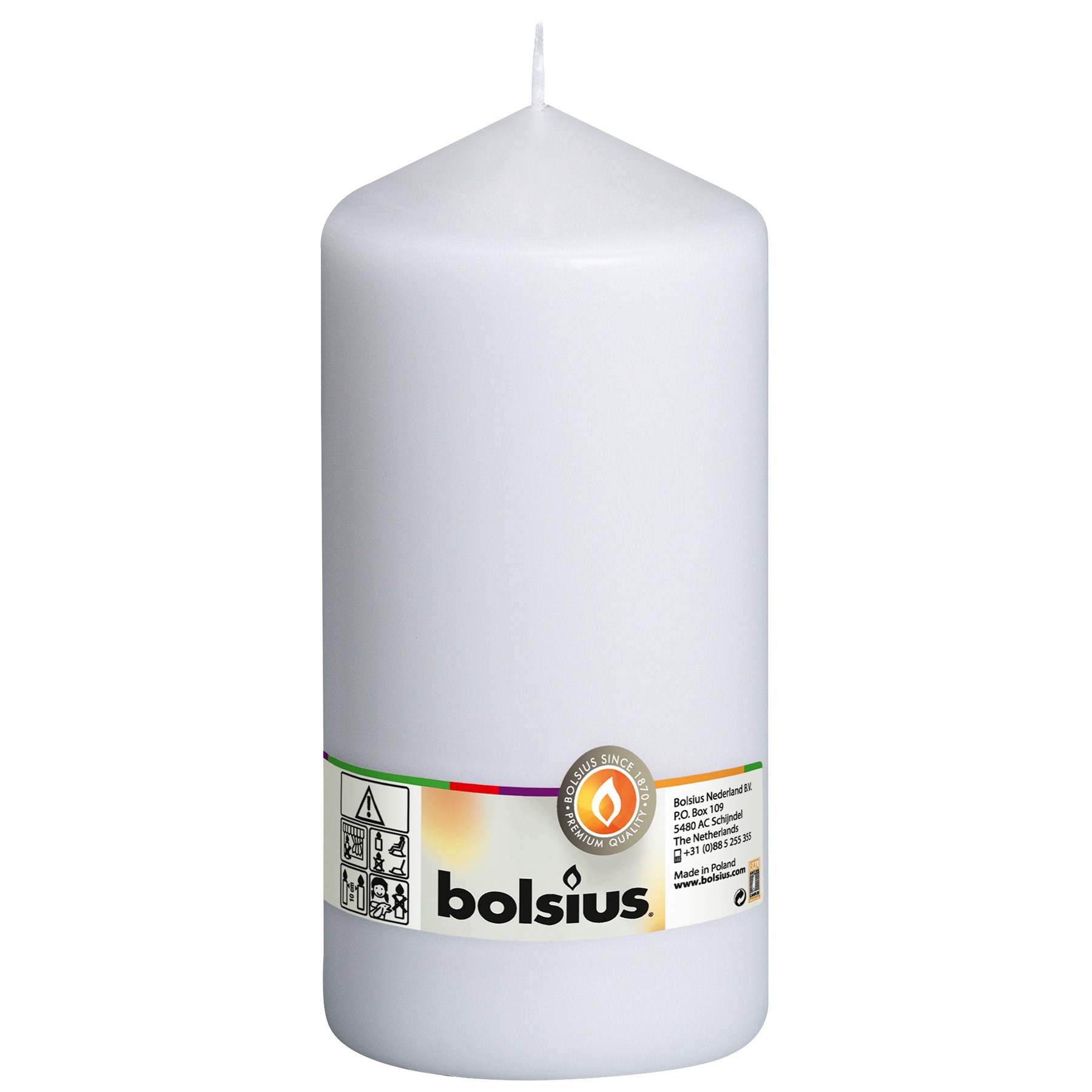 Bolsius Pillar Candle White 200mm x 98mm (CN5525)
