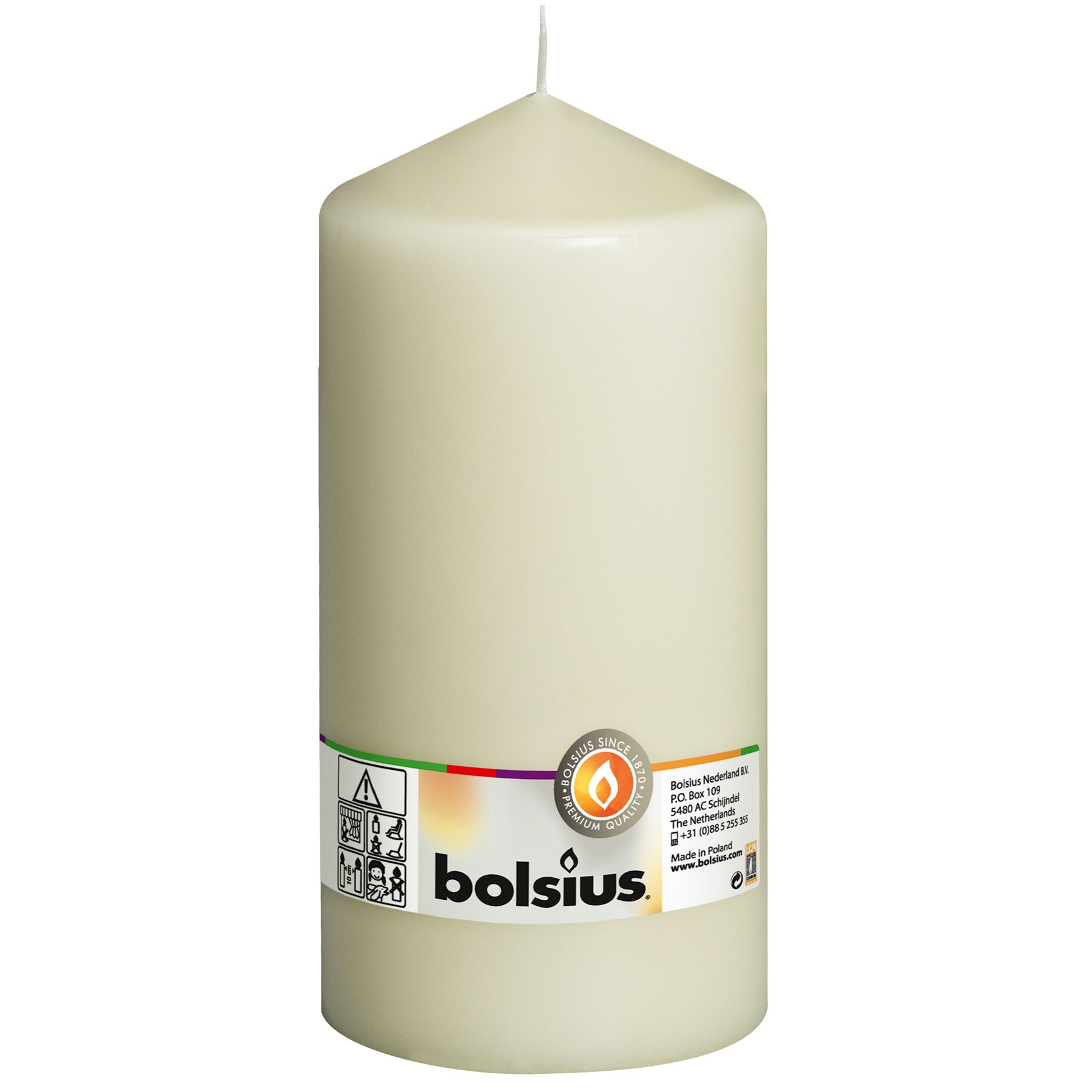 Bolsius Pillar Candle Ivory 200mm x 98mm (CN5522)