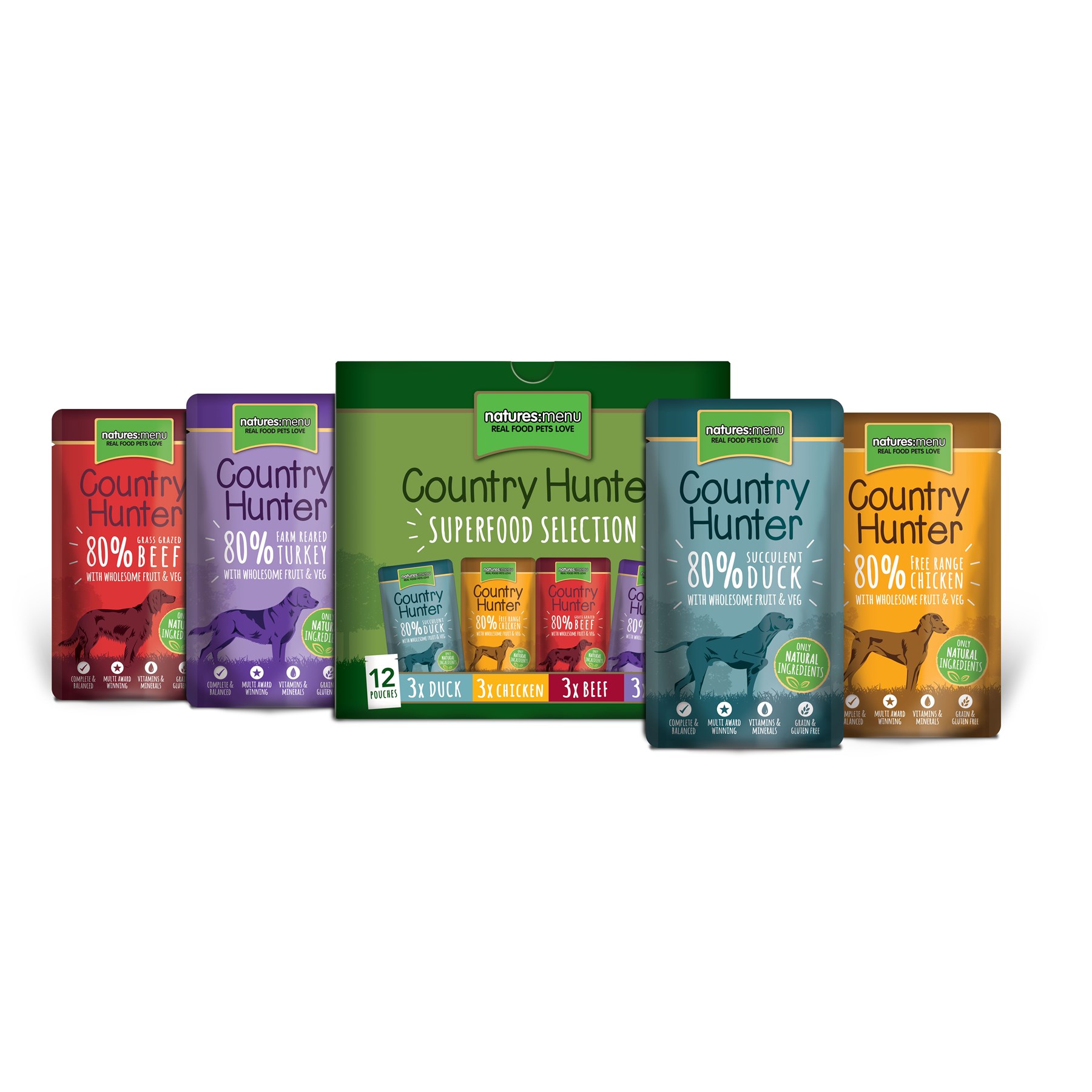 Natures Menu Country Hunter Dog Food Pouches Assorted 150g CHDPF natures-menu-country-hunter-dog-food-pouches-assorted-150g-chdpf