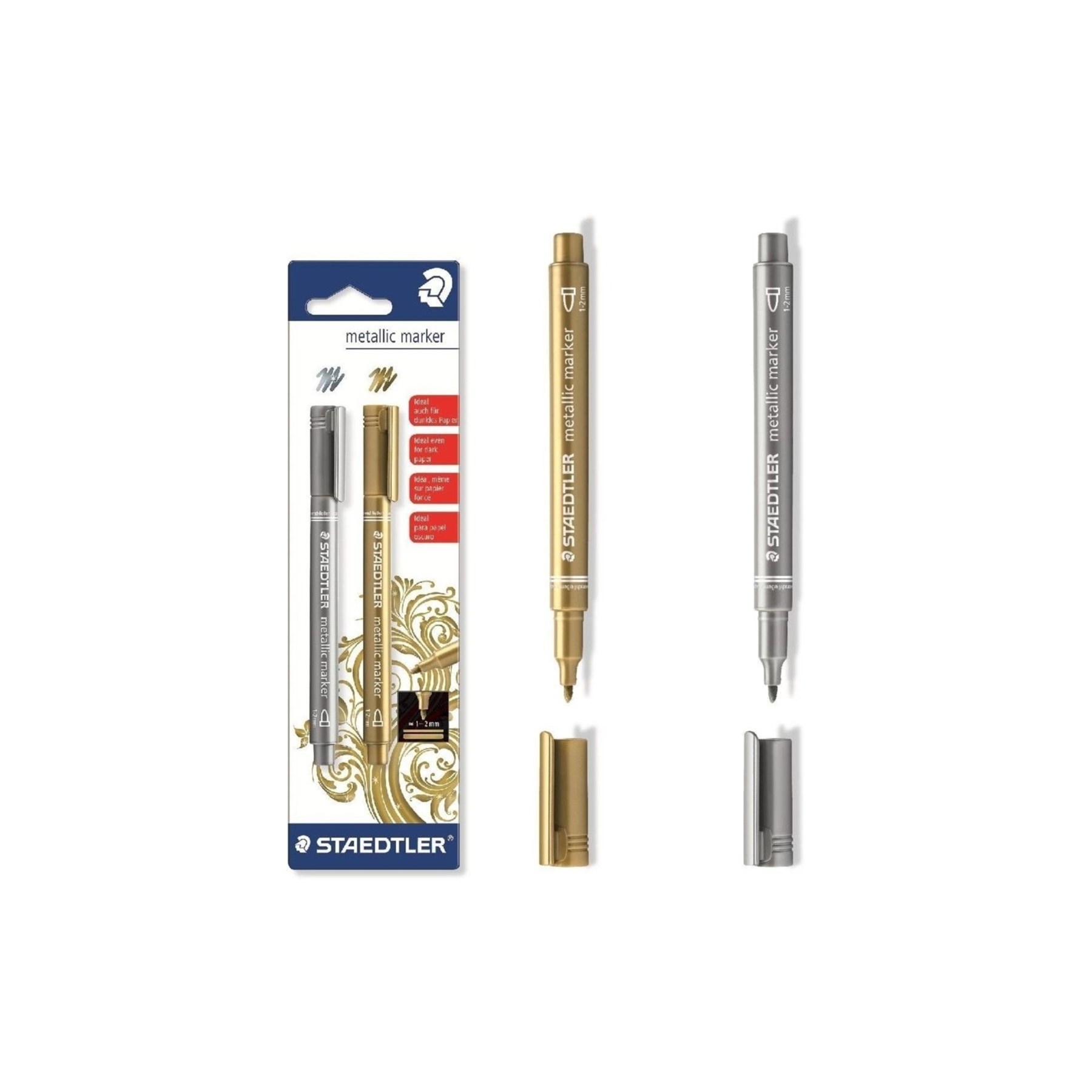 Staedtler Gold & Silver Marker Pens (8323S BK2)
