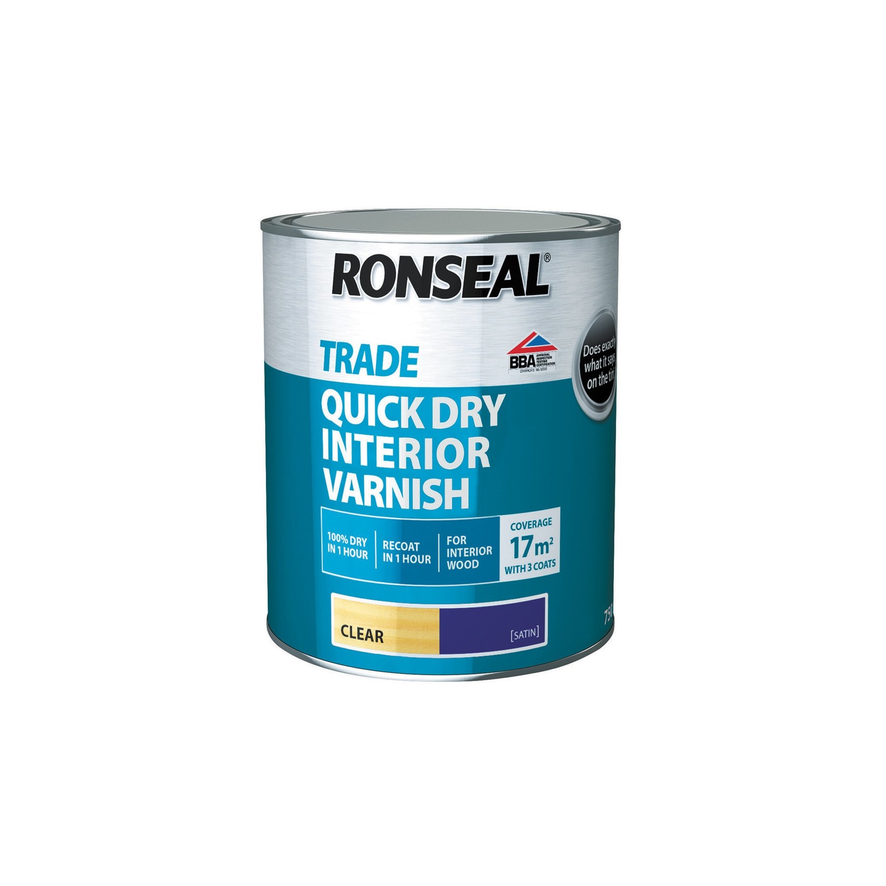 Ronseal Quick Dry Interior Varnish Clear Satin 750ml (38548)