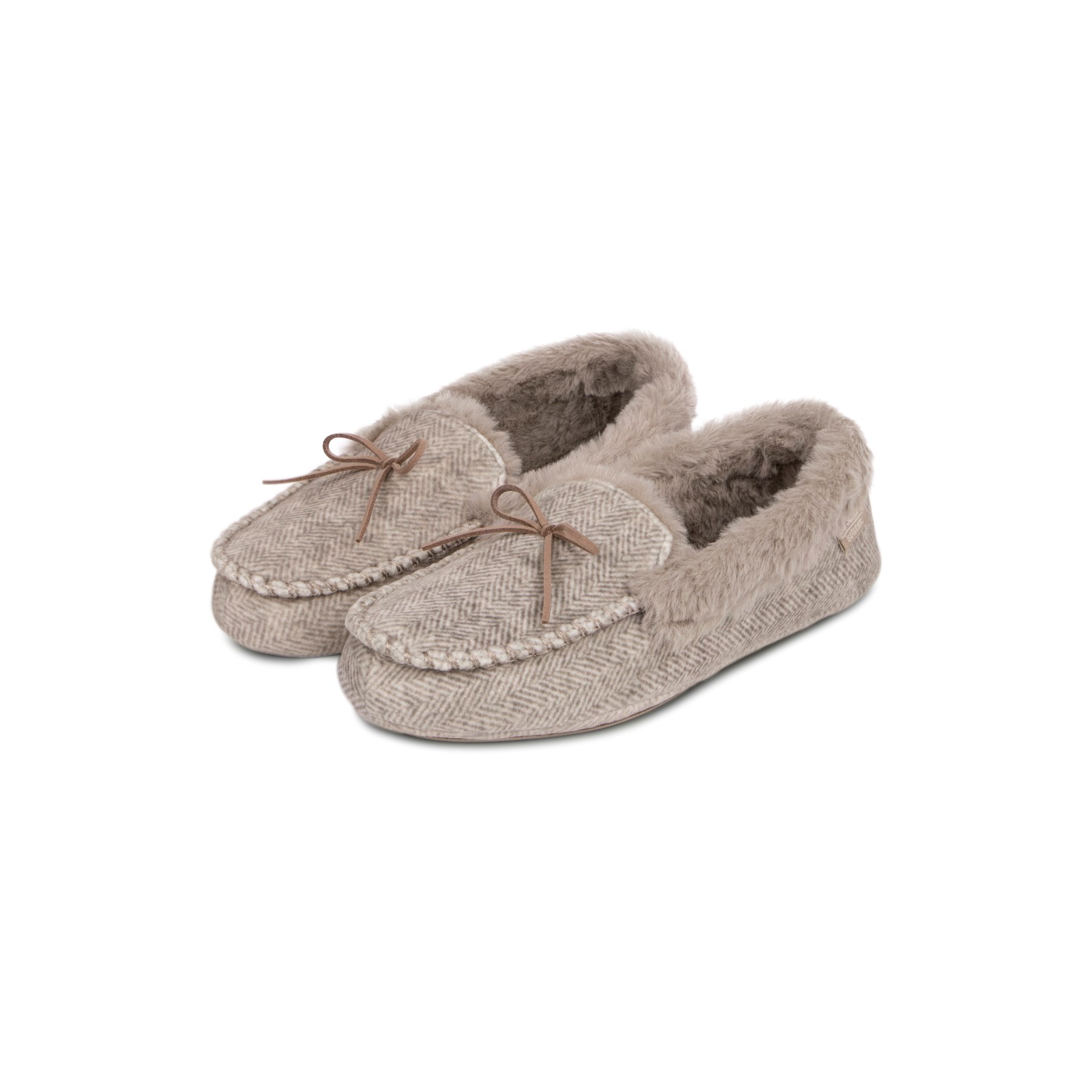 Totes Isotoner Herringbone Velour Moccasin Beige Size 7 (95638BGE7)