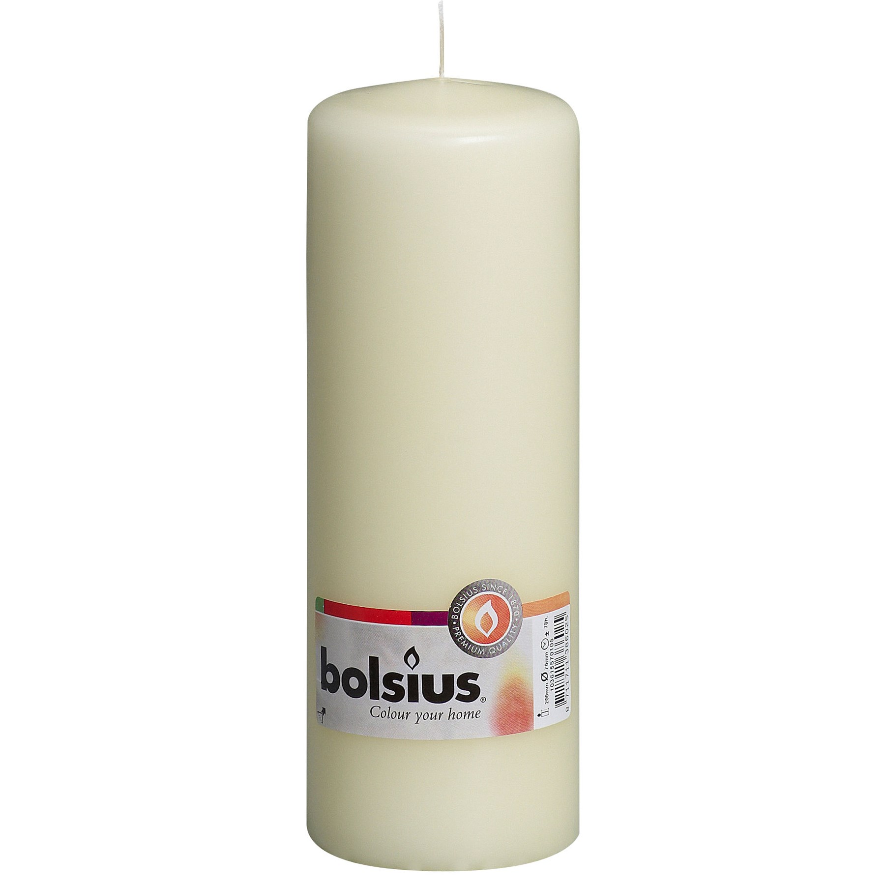 Bolsius 200mm x 70mm Ivory Pillar Candle (CN5518/103615570105)