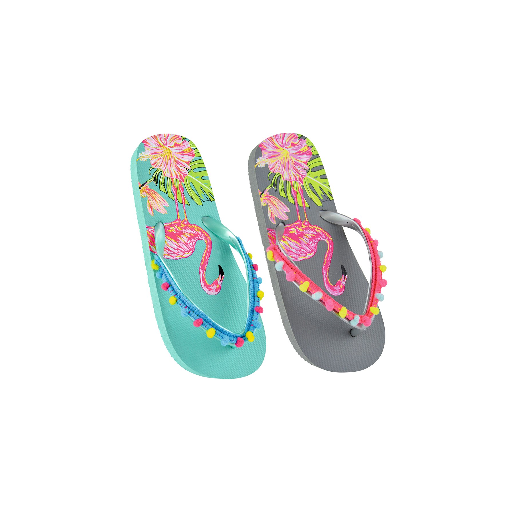 girls flamingo flip flops