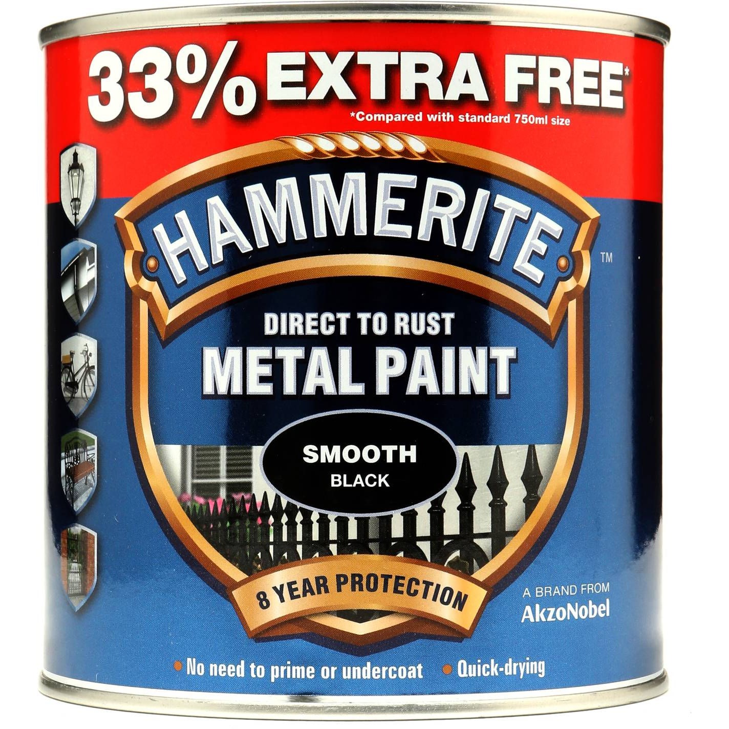 Hammerite Smooth Paint Black+33 750ml (5158235)
