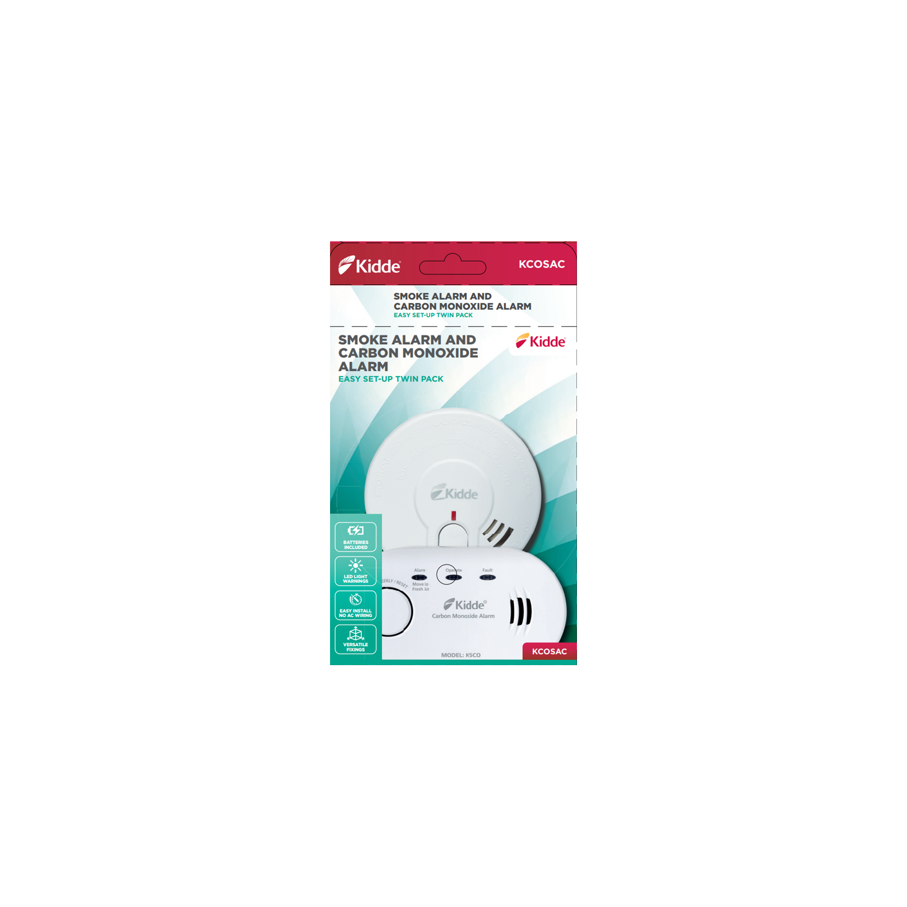 Kidde Carbon Monoxide & Smoke Alarm Twin Pack (KIDCOSAC)