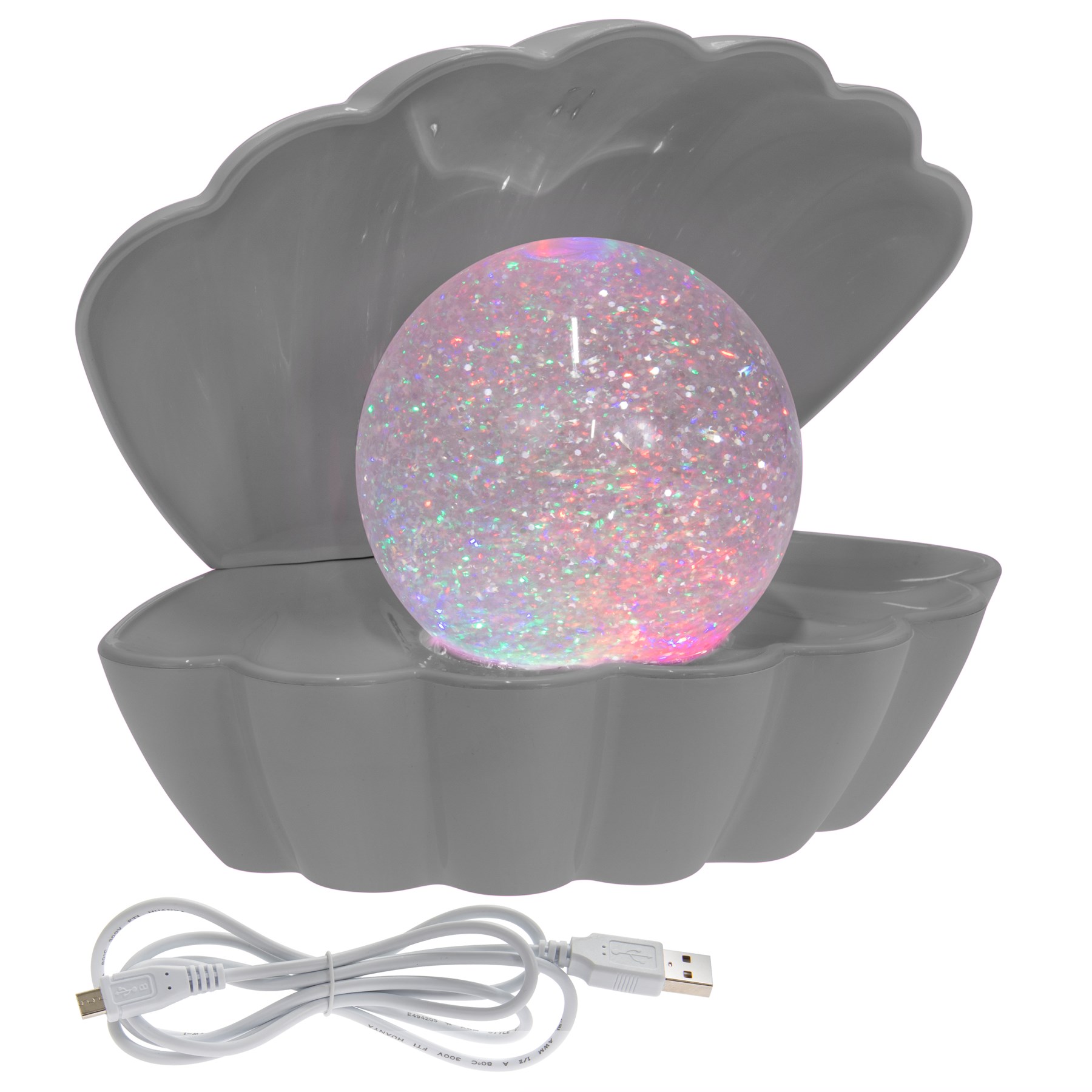 Lesser & Pavey Sea Shell Glitter Lamp Grey (LP49423)