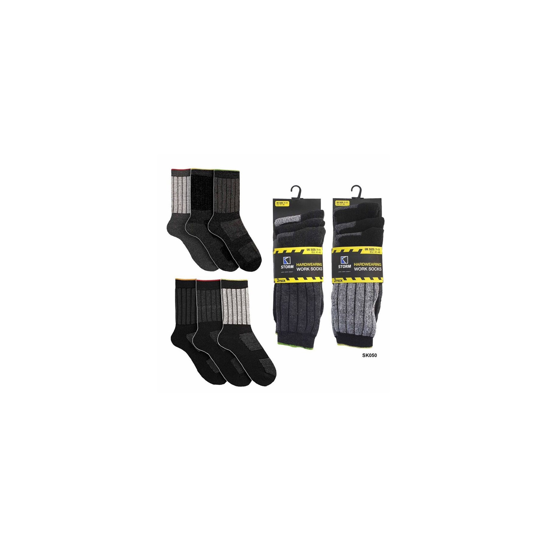rjm Mens 3pk Work Socks (SK050)