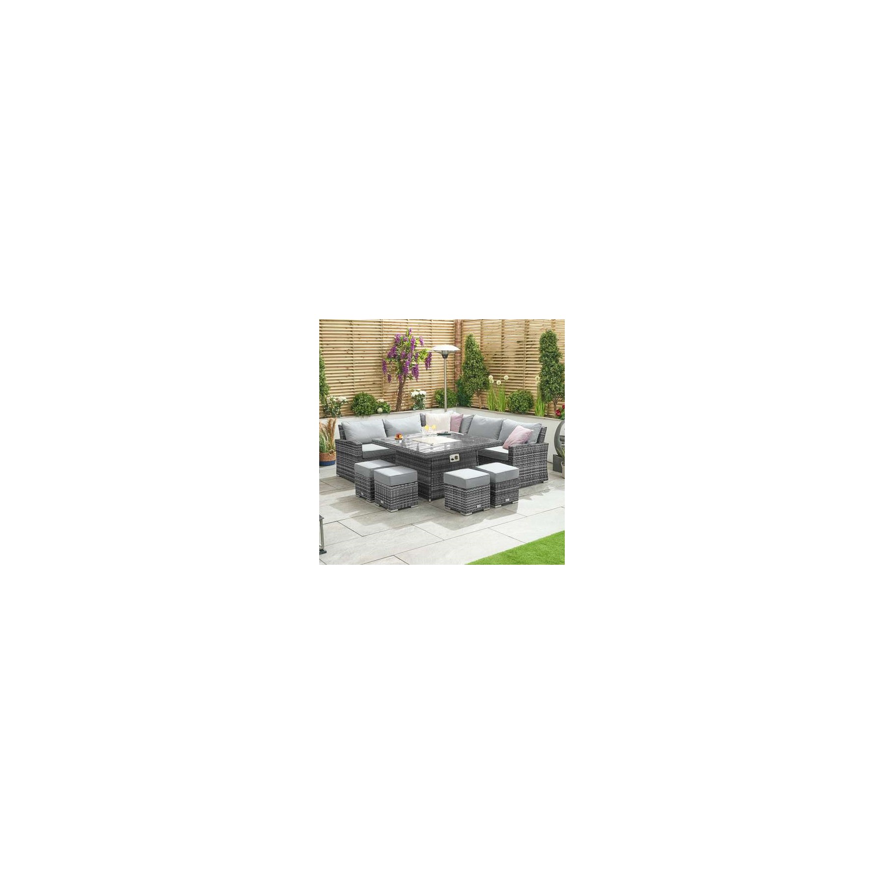 Nova Cambridge Deluxe Corner Dining Set & Fire Pit Table Grey