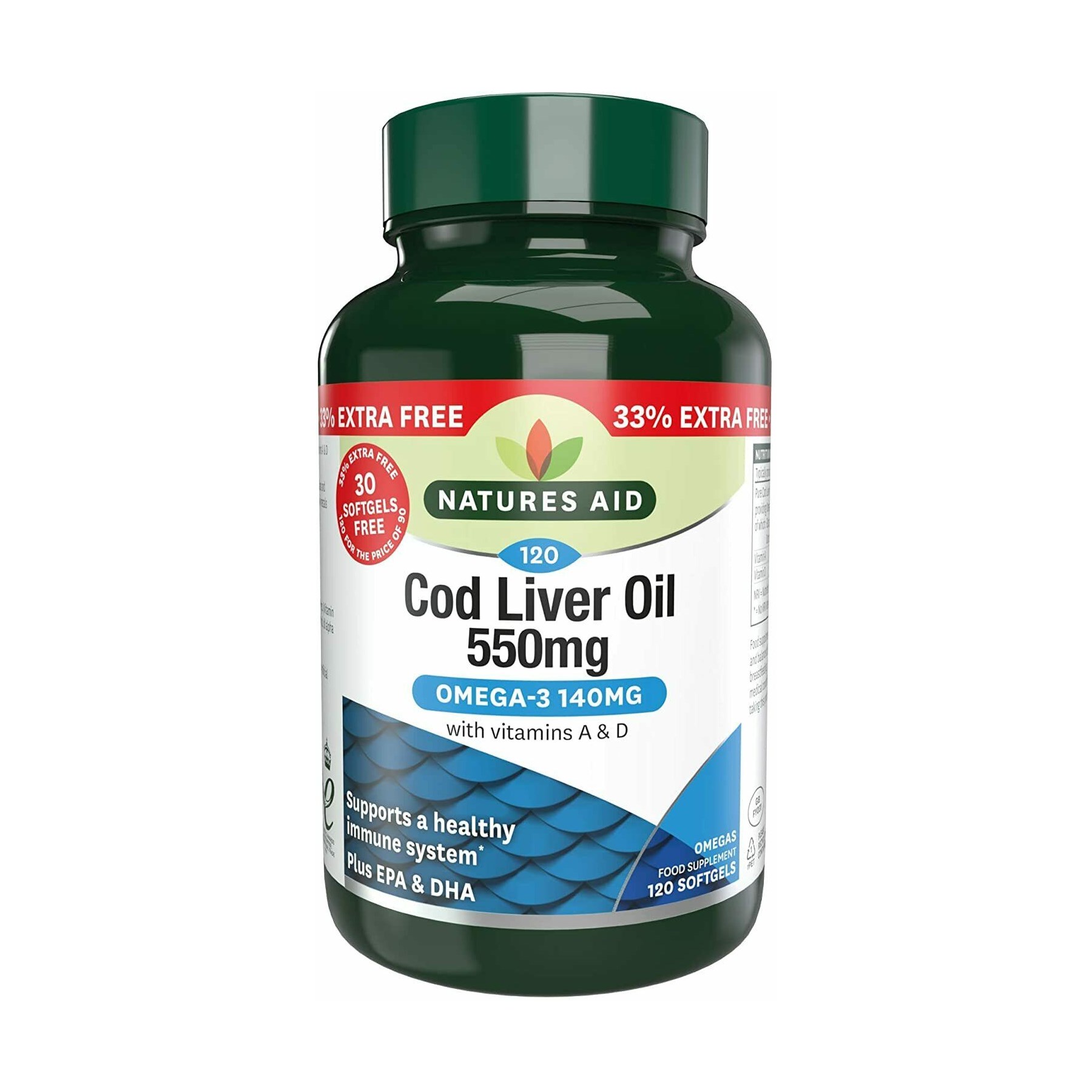 Natures Aid Cod Liver Oil 550mg + 33 90s (13435)