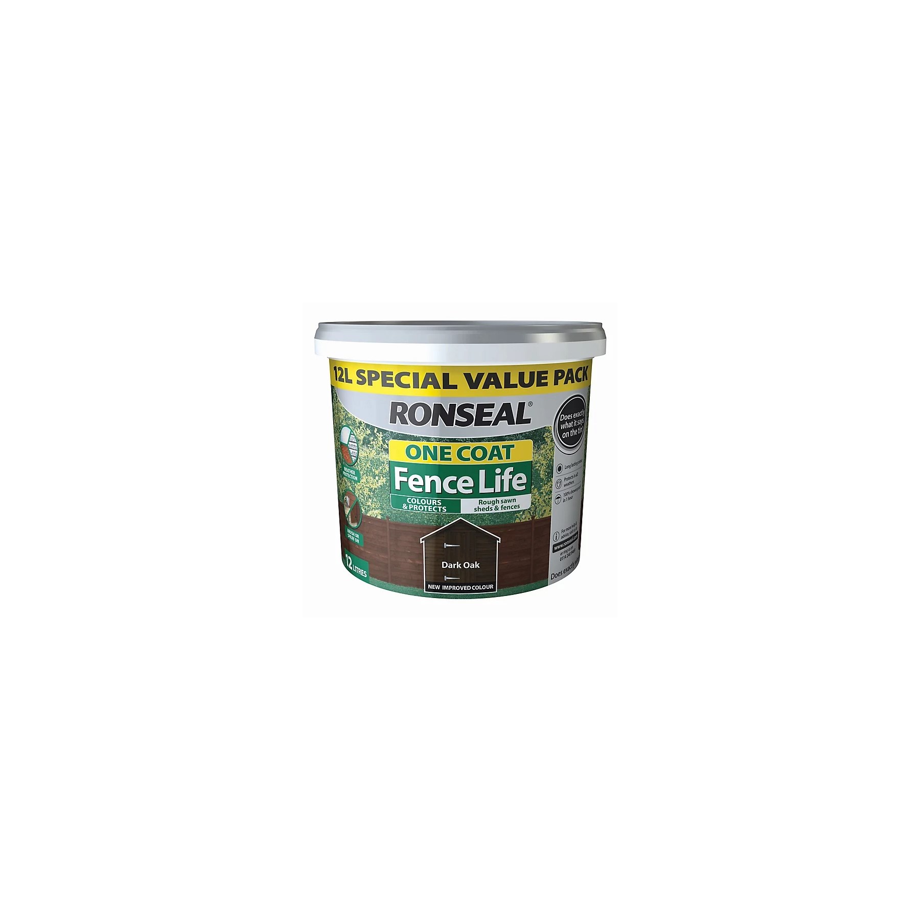 Ronseal One Coat Fence Life Dark Oak 12lt (38798)