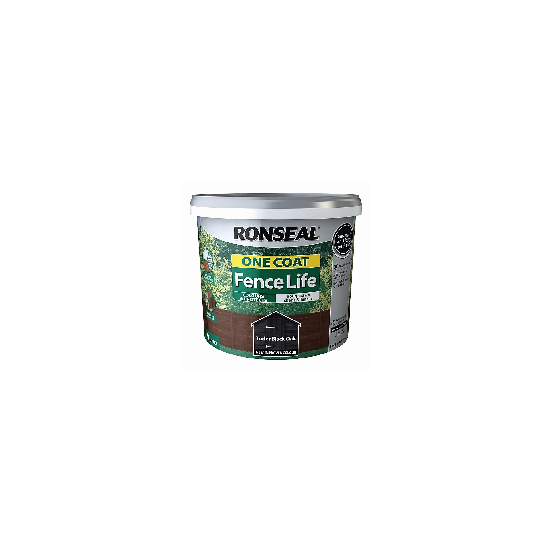 Ronseal One Coat Fence Life Tudor Black Oak 9lt
