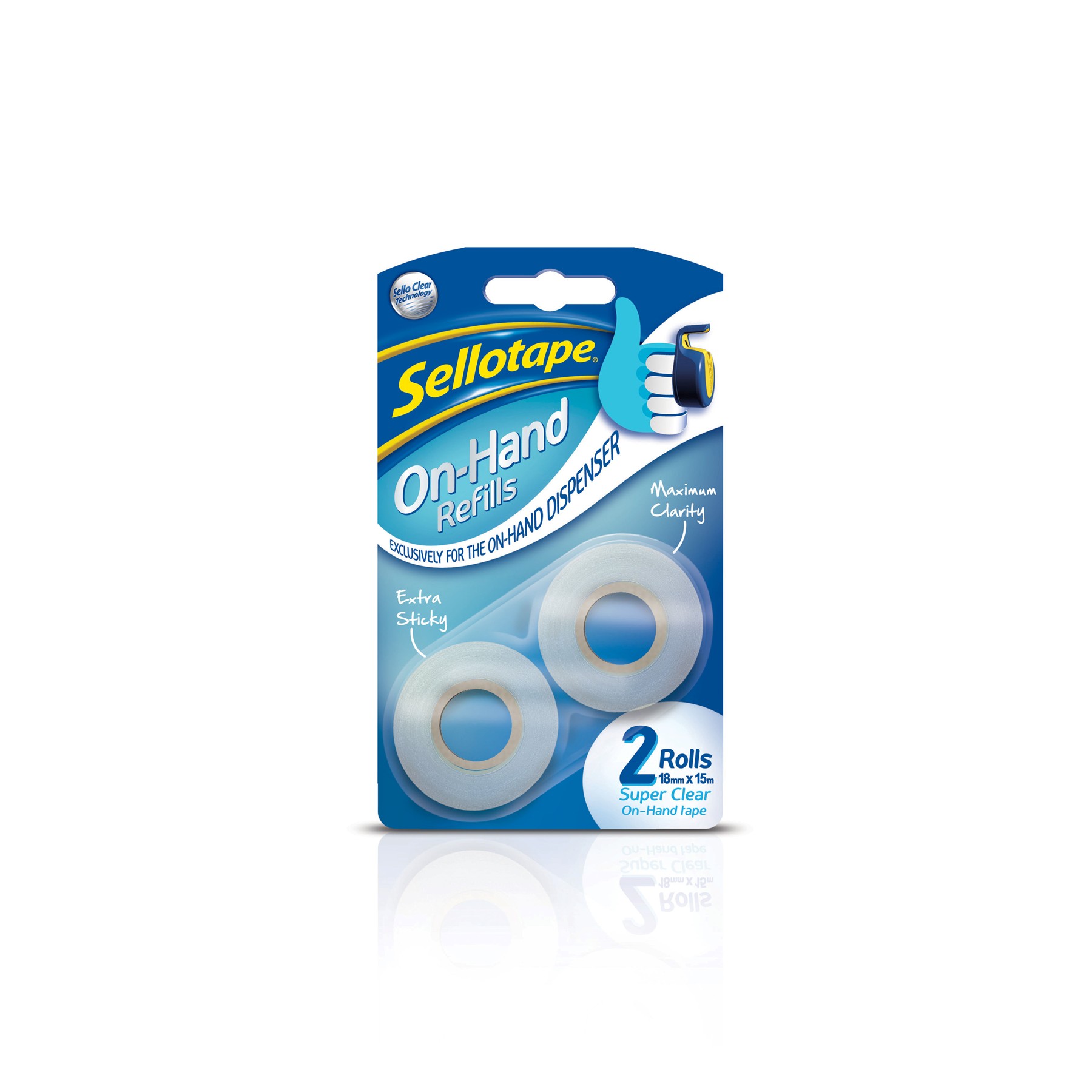 Sellotape On Hand Dispenser Refills 18mm x 15m 2pk (1740339)