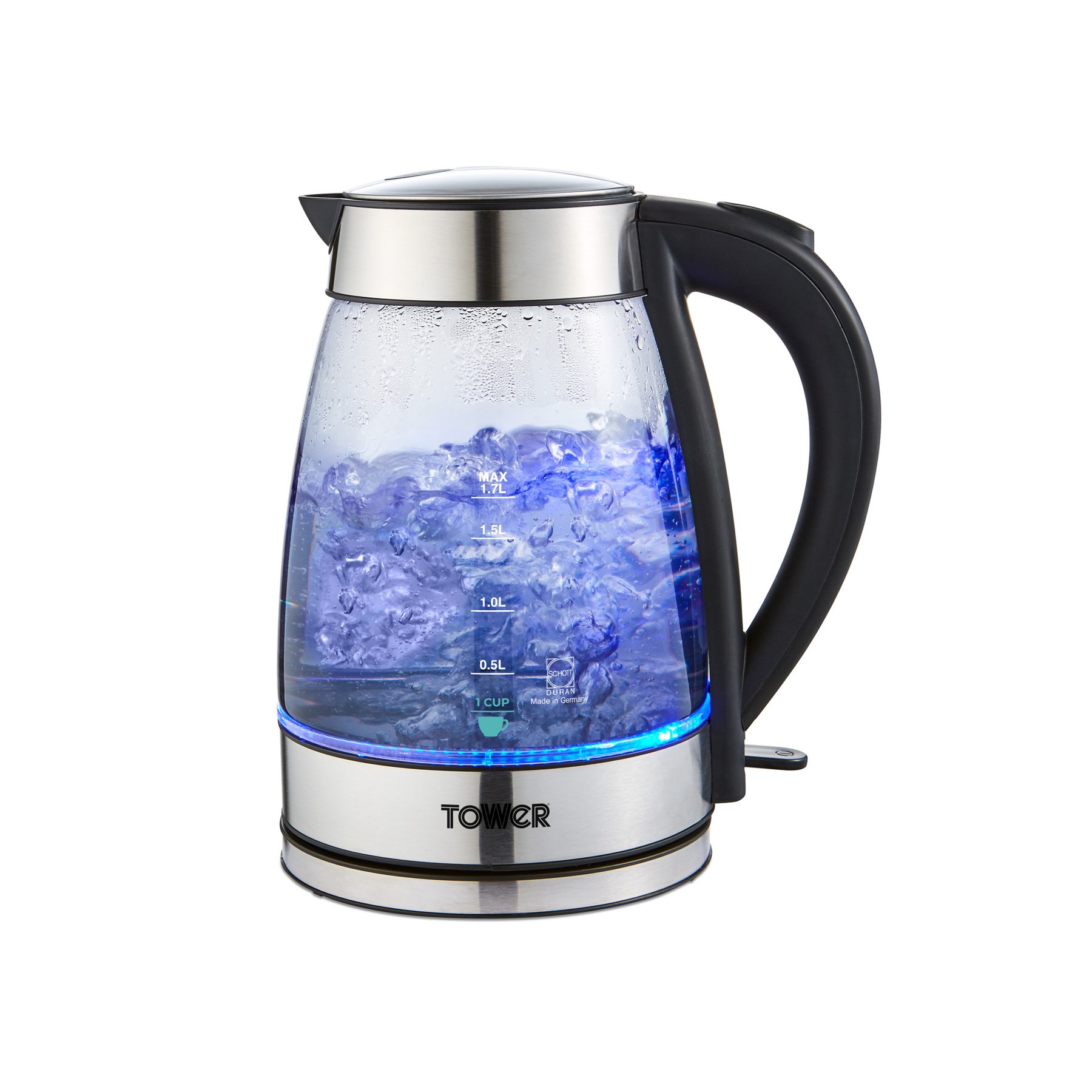 Tower 3kw Smoked Glass Jug Kettle 1.7l (T10058)