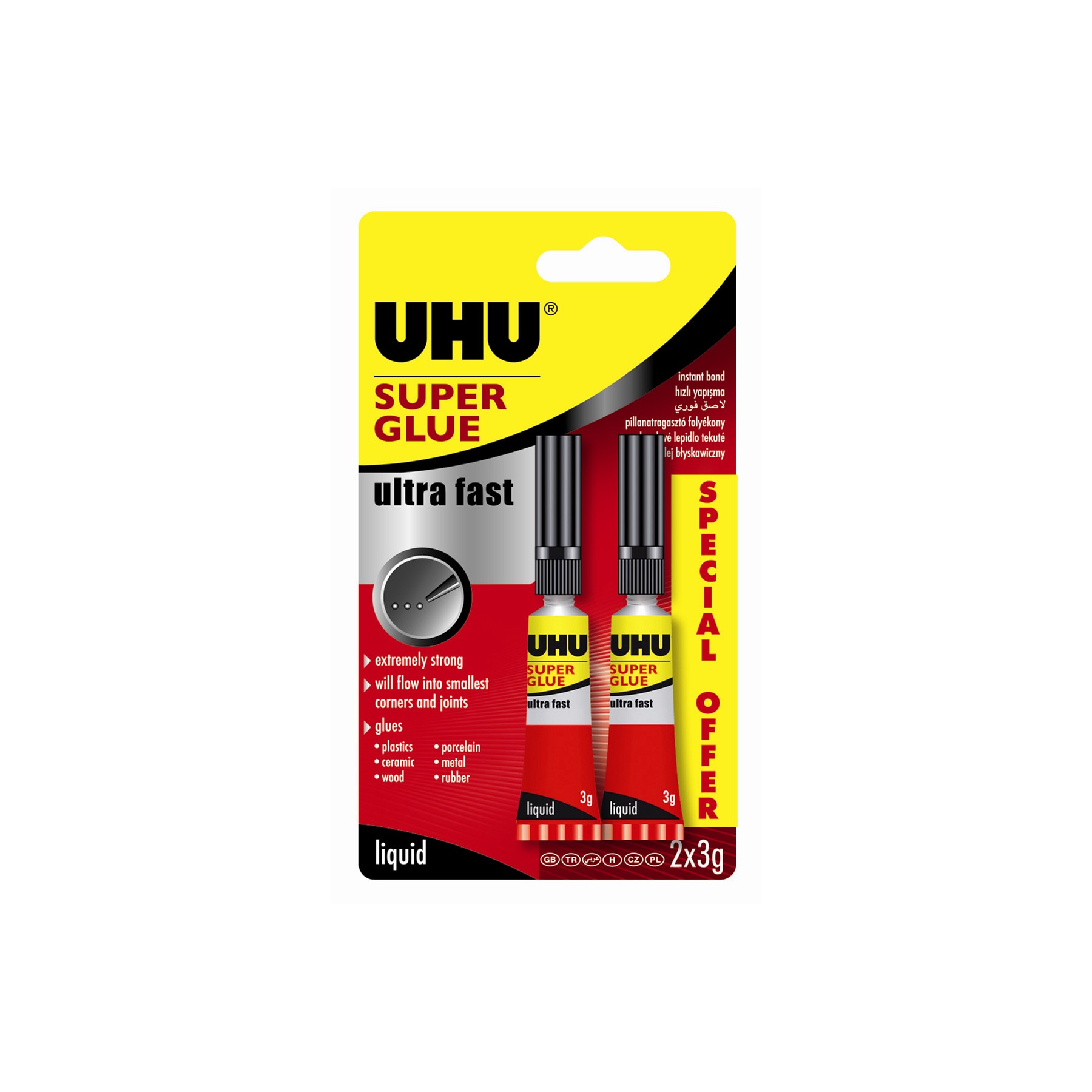 Uhu Super Glue Ultra Fast Liquid 2 x 3g 6g (37421)