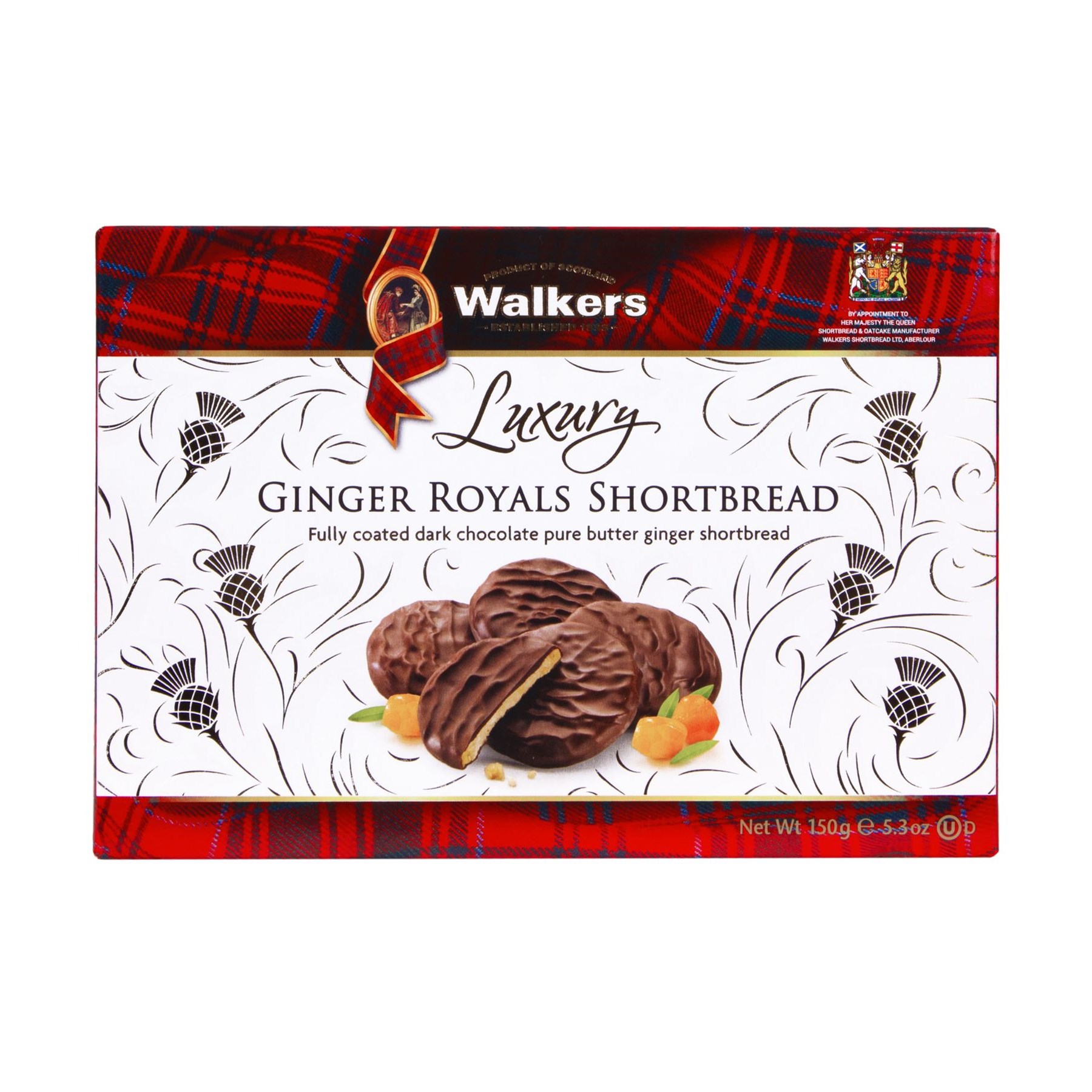 Walkers Dk Chocolate Ginger Royals 150g (X2517)