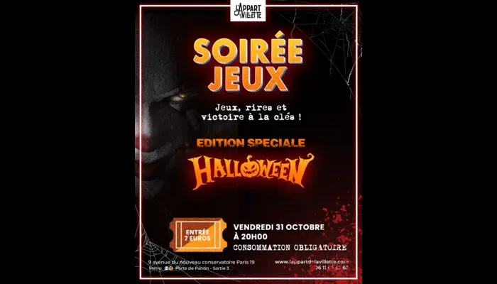 🎃 Soirée Jeux Spéciale Halloween – Edition Terrifiante 👻🕷️🕸️  (L'APPART DE LA VILLETTE)