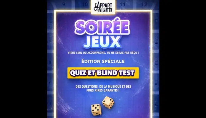 🎤🎶 Soirée Jeux – Quiz & Blind Test – L’Appart de la Villette