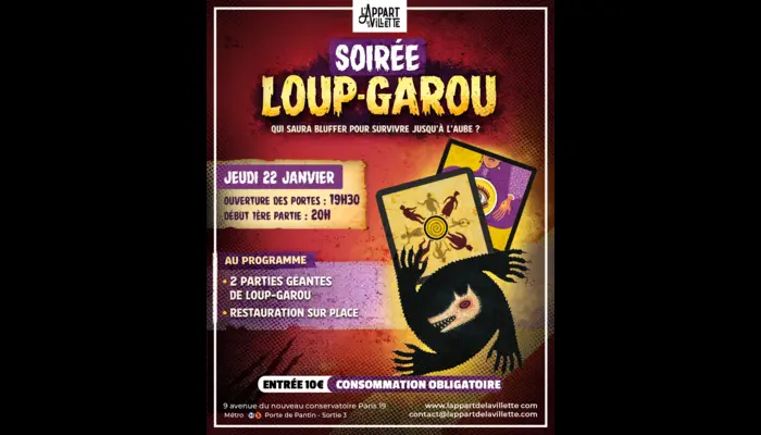 🐺🌕 Soirée jeux spéciale Loup-Garou – Thiercelieux vous attend – L’Appart de la Villette