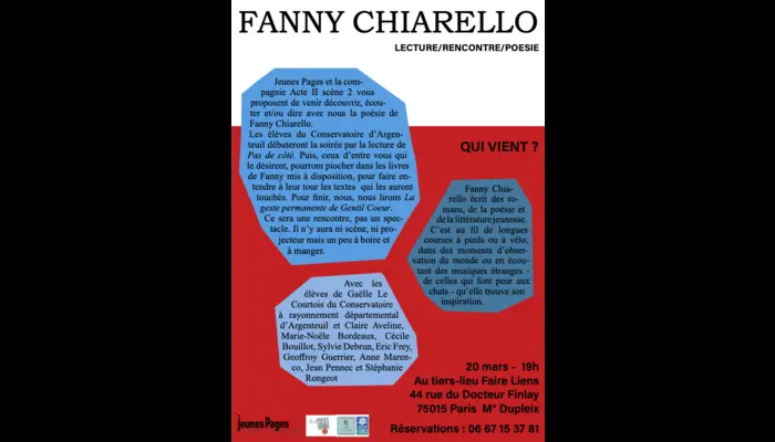 ✨ Rencontre poétique avec Fanny Chiarello – Soirée intimiste à Faire-Liens