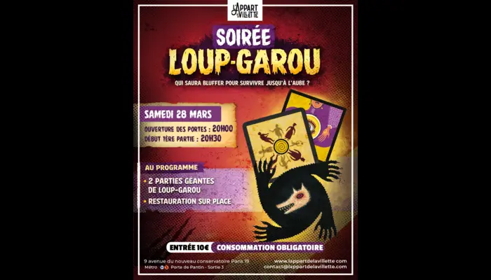 🐺🌕 Soirée Loup-Garou – Saurez-vous survivre jusqu’à l’aube ? – L’Appart de la Villette