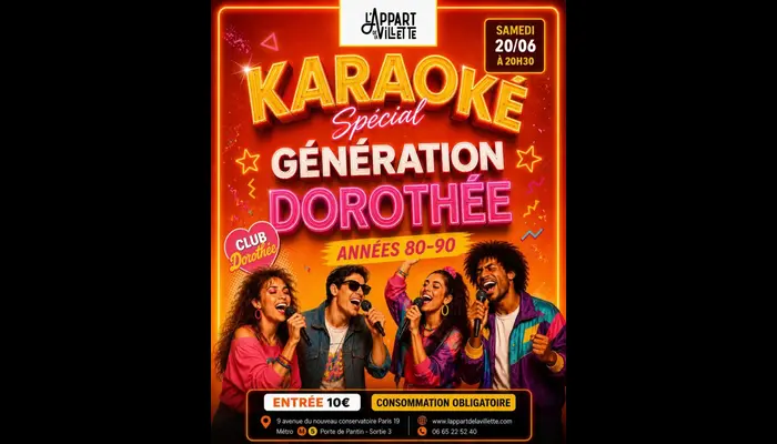 🎤📺 Karaoké spécial Génération Club Dorothée – Une soirée 100% nostalgie à L’Appart de la Villette