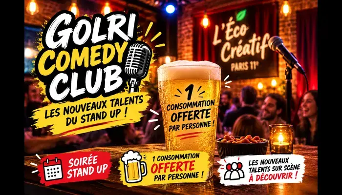 🎁🎤 GOLRI COMEDY CLUB : VOTRE INVITATION GRATUITE + 1 CONSOMMATION OFFERTE PAR PERSONNE ! 🍺✨