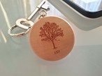 Round wooden keyring engraved with your favourite tree
