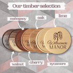 Personalised Engraved Wooden Coaster | Custom Names, Logos & Artwork