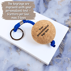 Personalised Wooden Cork Ball Key Ring 55mm